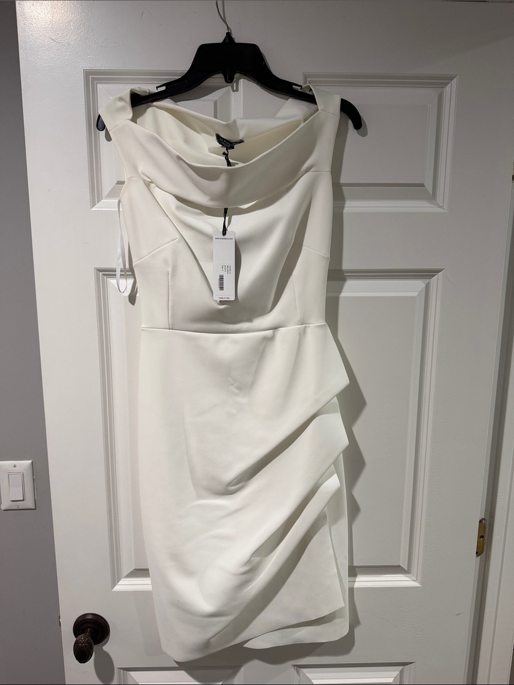 Chiara Boni Off-White One-Shoulder Draped Sheath Dress